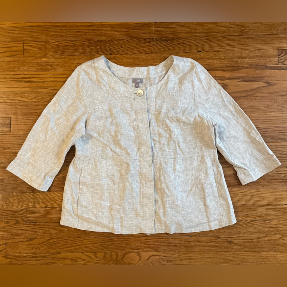 J. Jill Gray Textured Linen Button-Up Blazer Jacket
